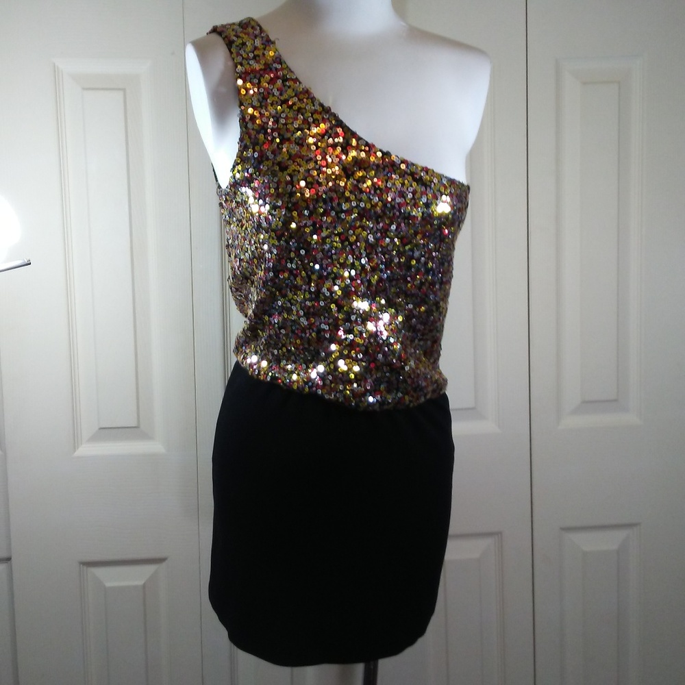 Sugarlips One Shoulder Sequined Cocktail Dress